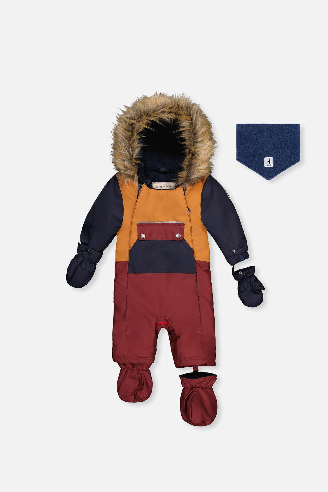 Baby One Piece Snowsuit Adapted For Car Seats Burgundy