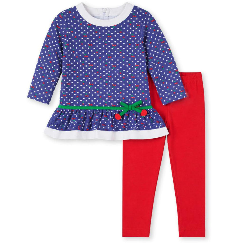 Polka Dot Cherry Knit Tunic Set