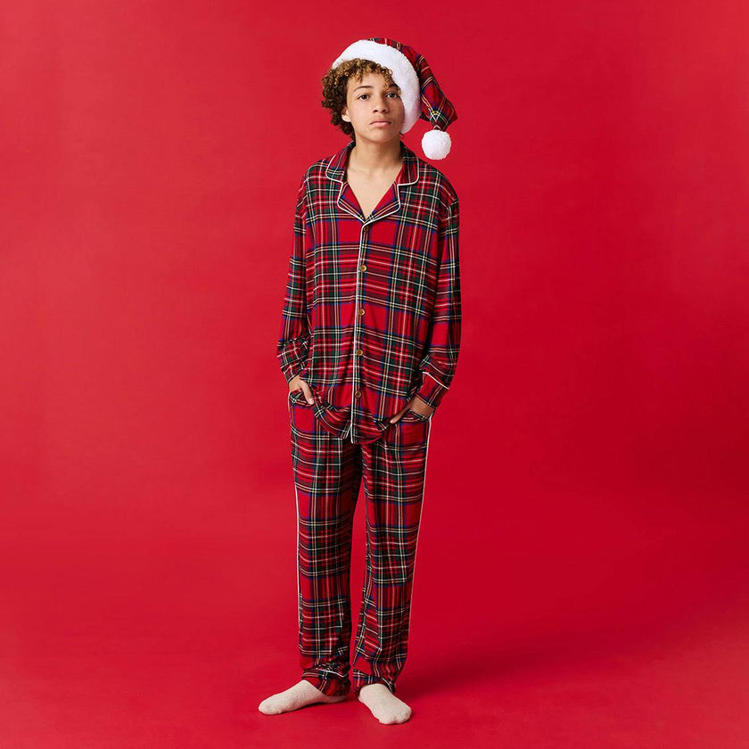 Red Tartan Plaid Men's Relaxed Pant Luxe Loungewear