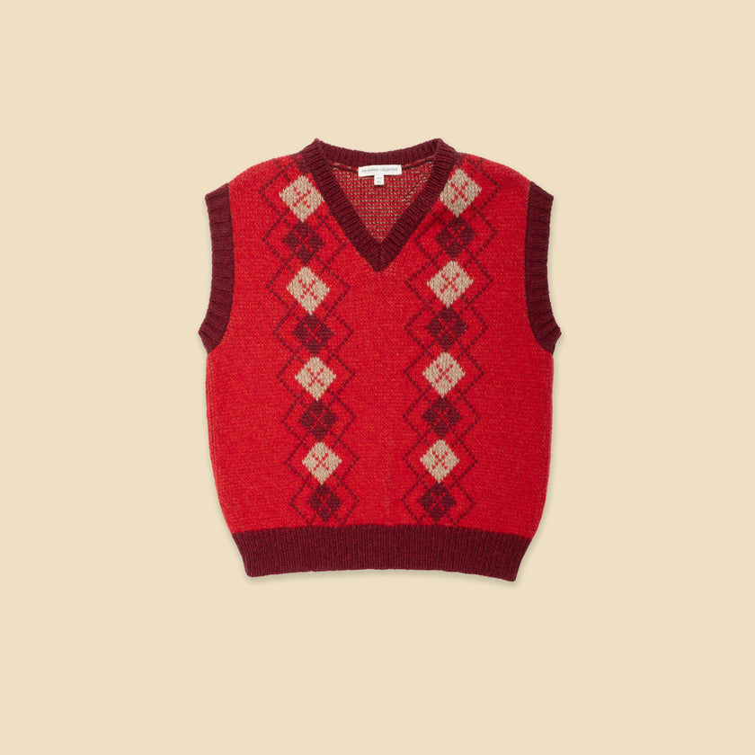 Wool Yearbook Vest in Argyle