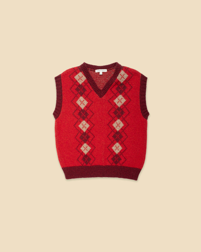 Wool Yearbook Vest in Argyle