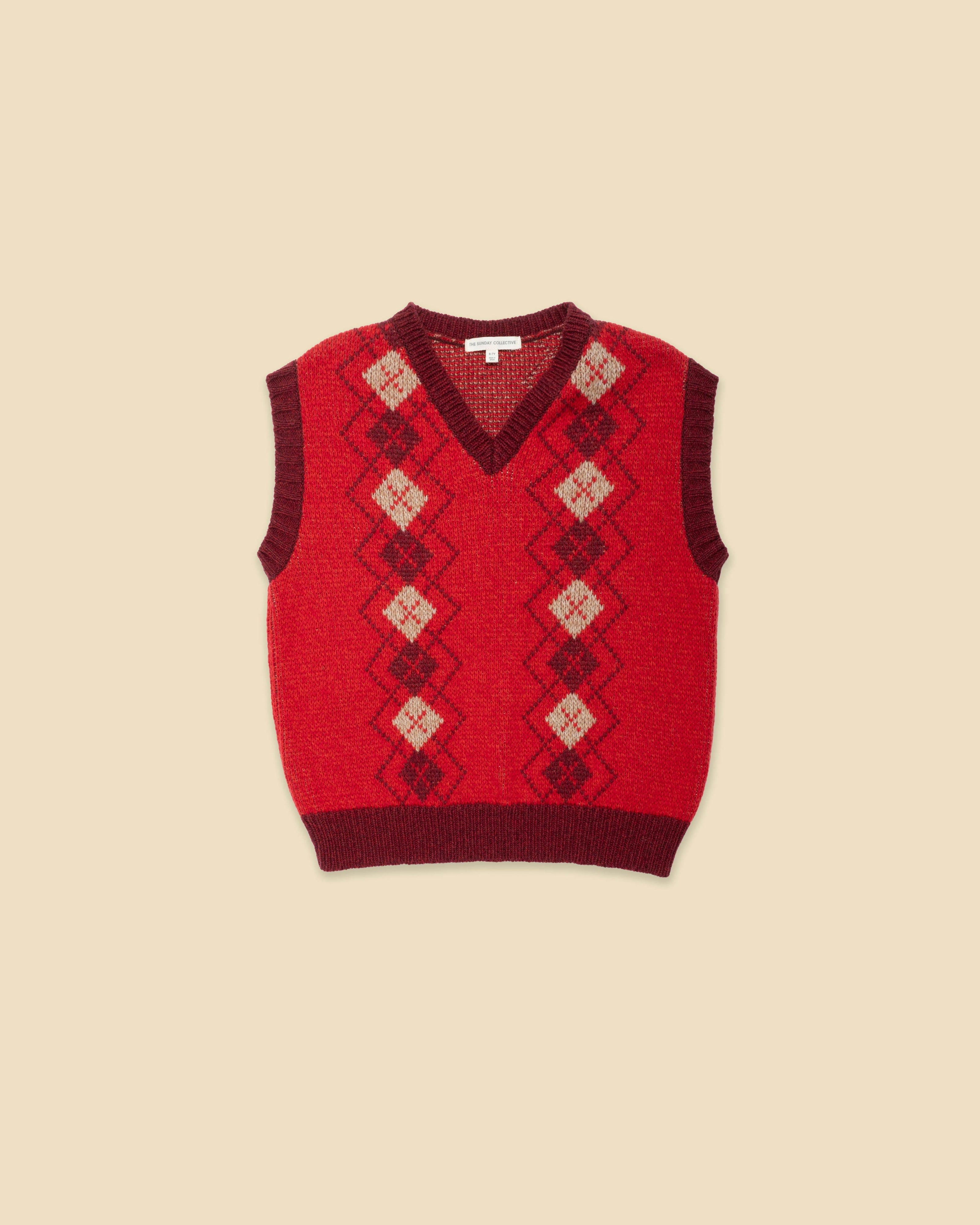 Wool Yearbook Vest in Argyle