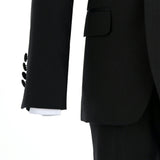 Black Peak Lapel Trim Wool Suit