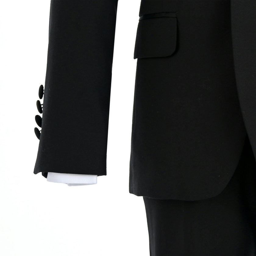 Black Peak Lapel Trim Wool Suit