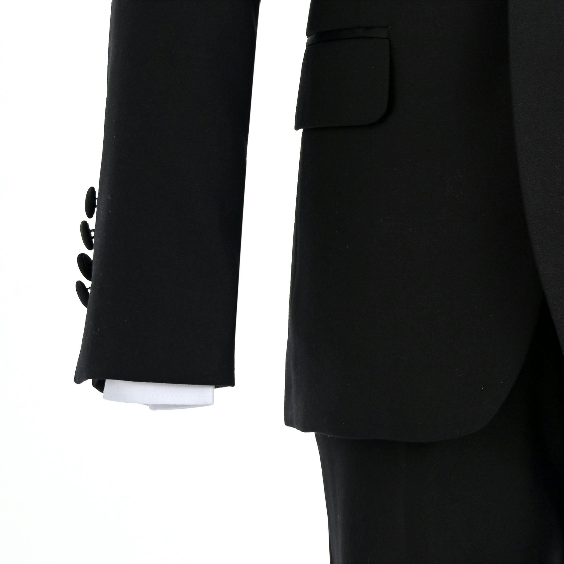 Black Peak Lapel Trim Wool Suit