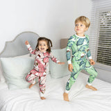 Kids Martinique® Green Banana Leaf PJ Set - Organic Stretch Jersey Knit Cotton
