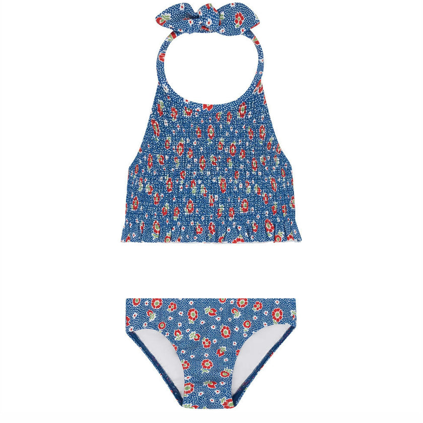 girls chatham floral smocked halter bikini