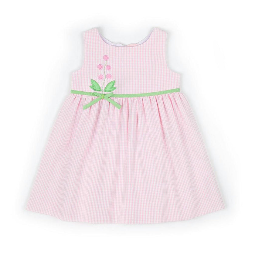 Check Seersucker Dress With Flowers