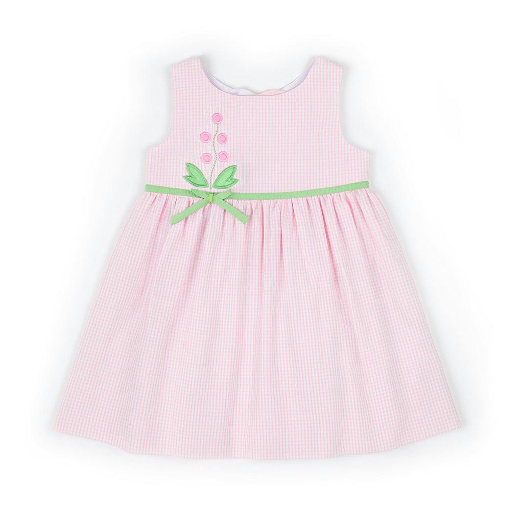 Check Seersucker Dress With Flowers