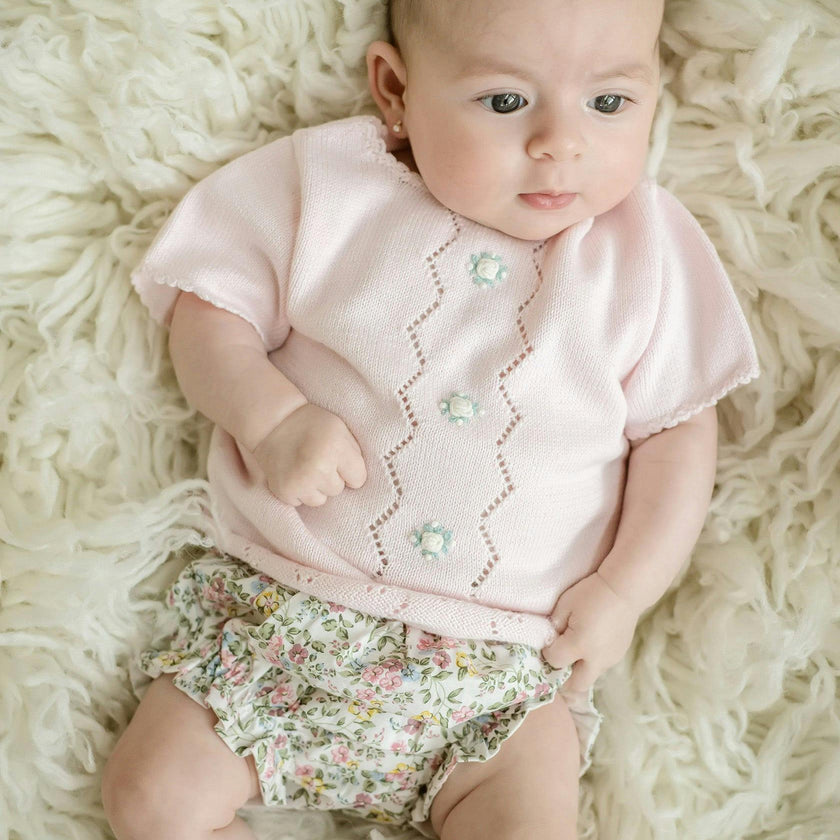 Colette Knit Diaper Set -Pink