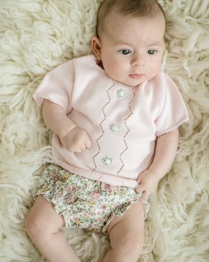 Colette Knit Diaper Set -Pink