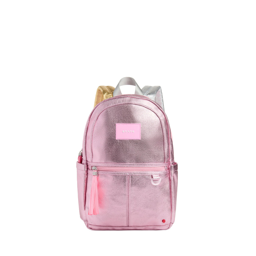Kane Mini Backpack, Metallic Pink/Silver