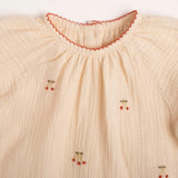 Gauze Two Piece Set in Embroidered Cherries