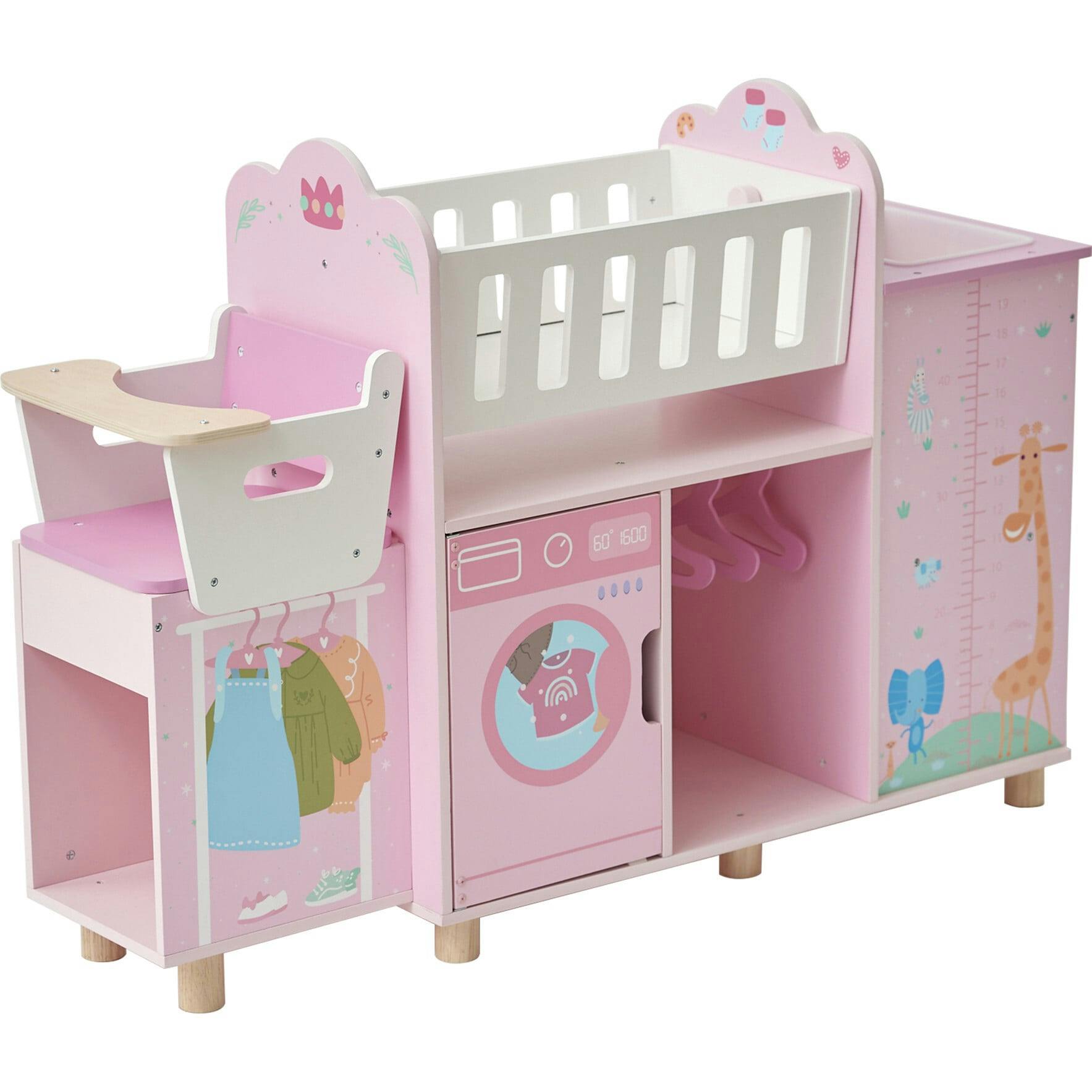 Olivia's Little World Amanda 6-in-1 Doll Nursery Station - Baby Pink