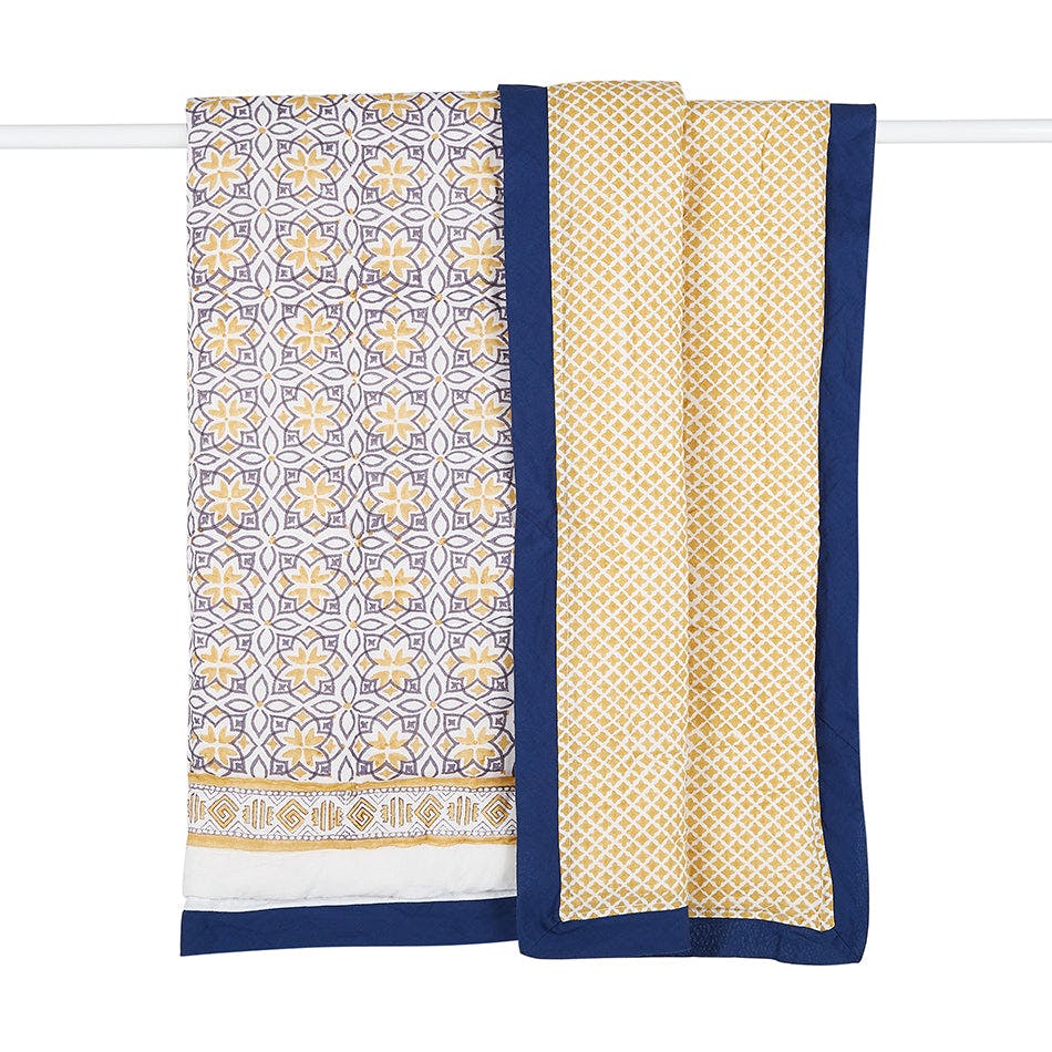 Block-Printed Cotton Crib Quilt