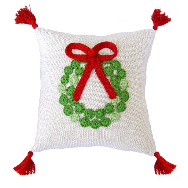 Wreath Pillow with Tassels