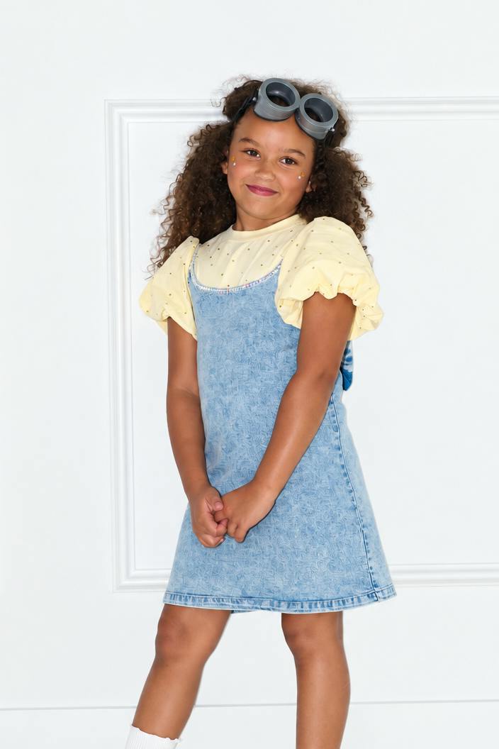 Gems Bow Denim Dress