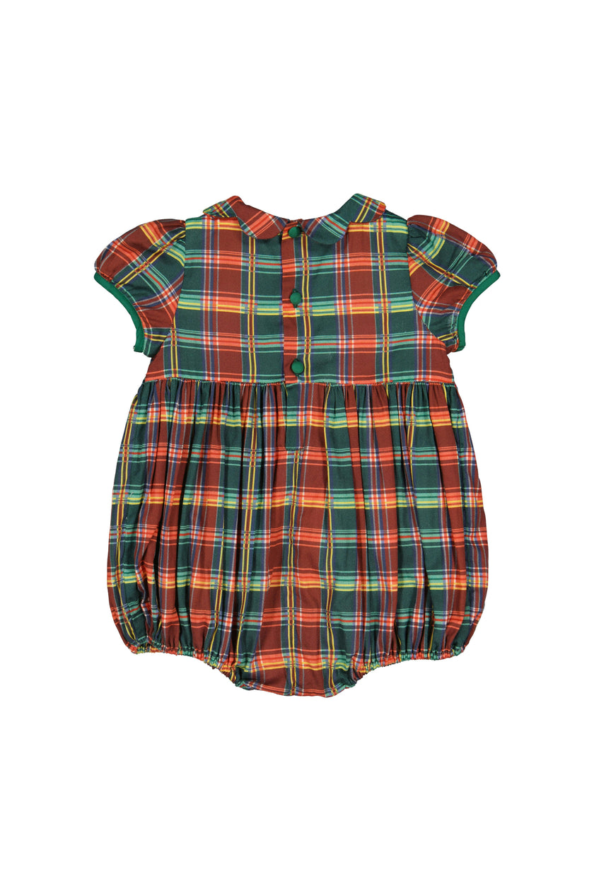 VICTOIRE TARTAN SMOCKED ROMPER