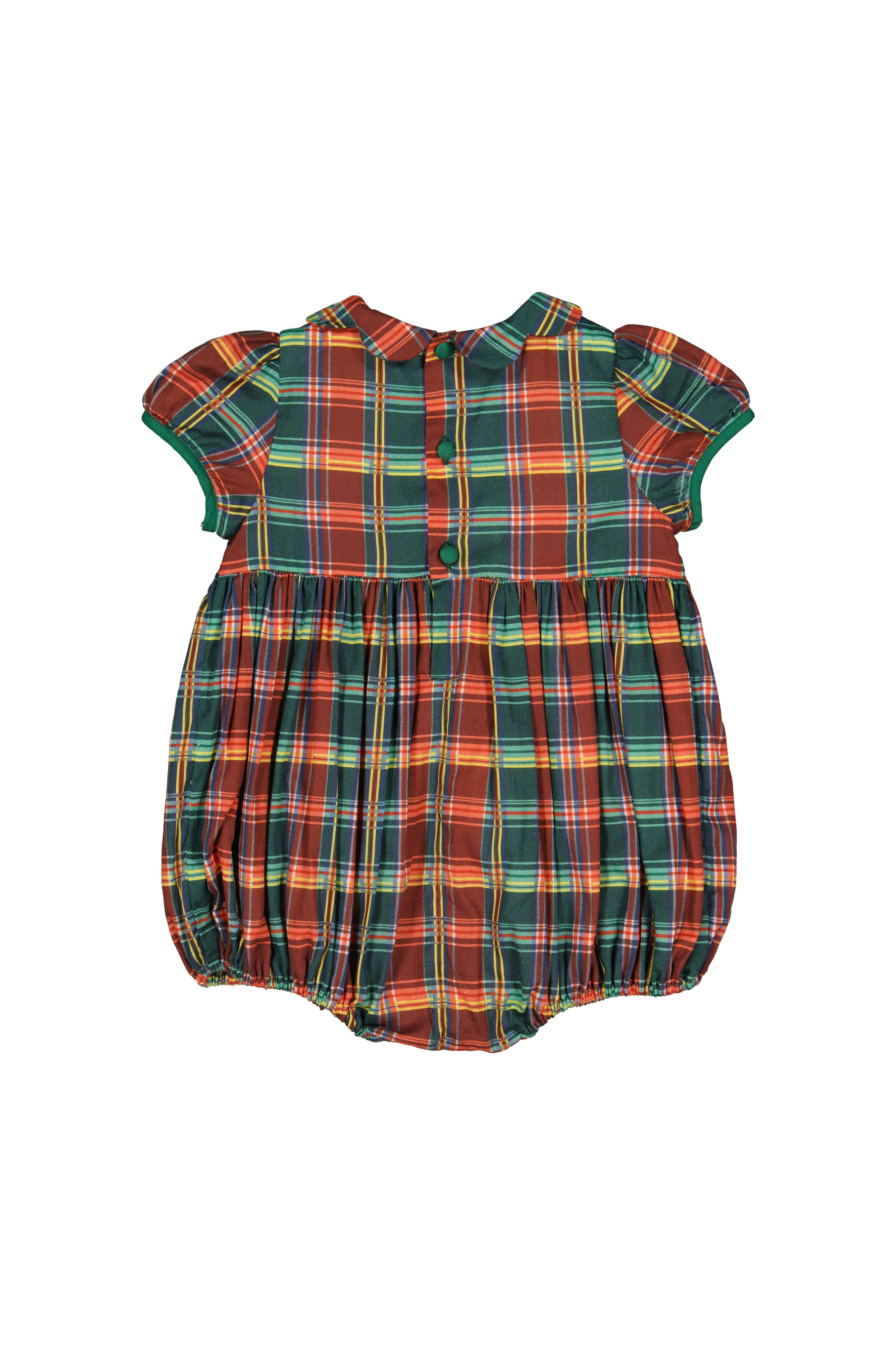 VICTOIRE TARTAN SMOCKED ROMPER