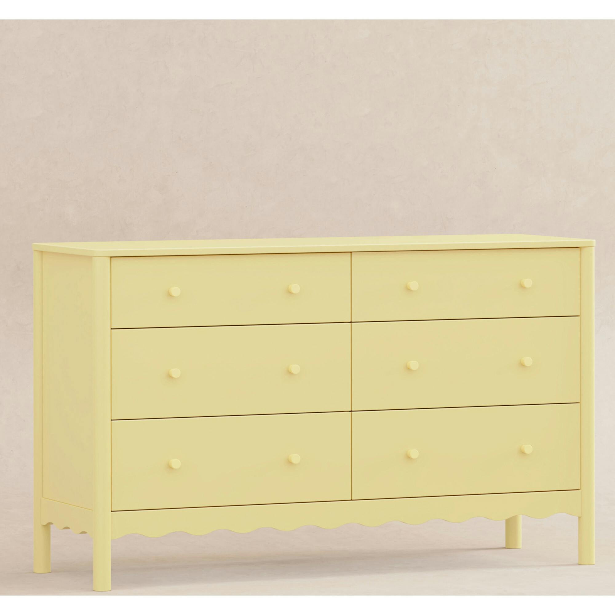 Swell 6-Drawer Assembled Dresser in Pale Yellow