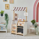 Teamson Kids Espresso Treats Wooden Coffee Stand with 29 Pcs Accessories