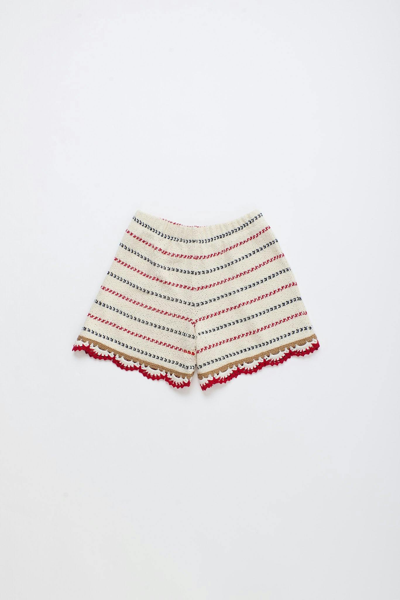 BARCOS KNIT SHORTS OFF WHITE / RED