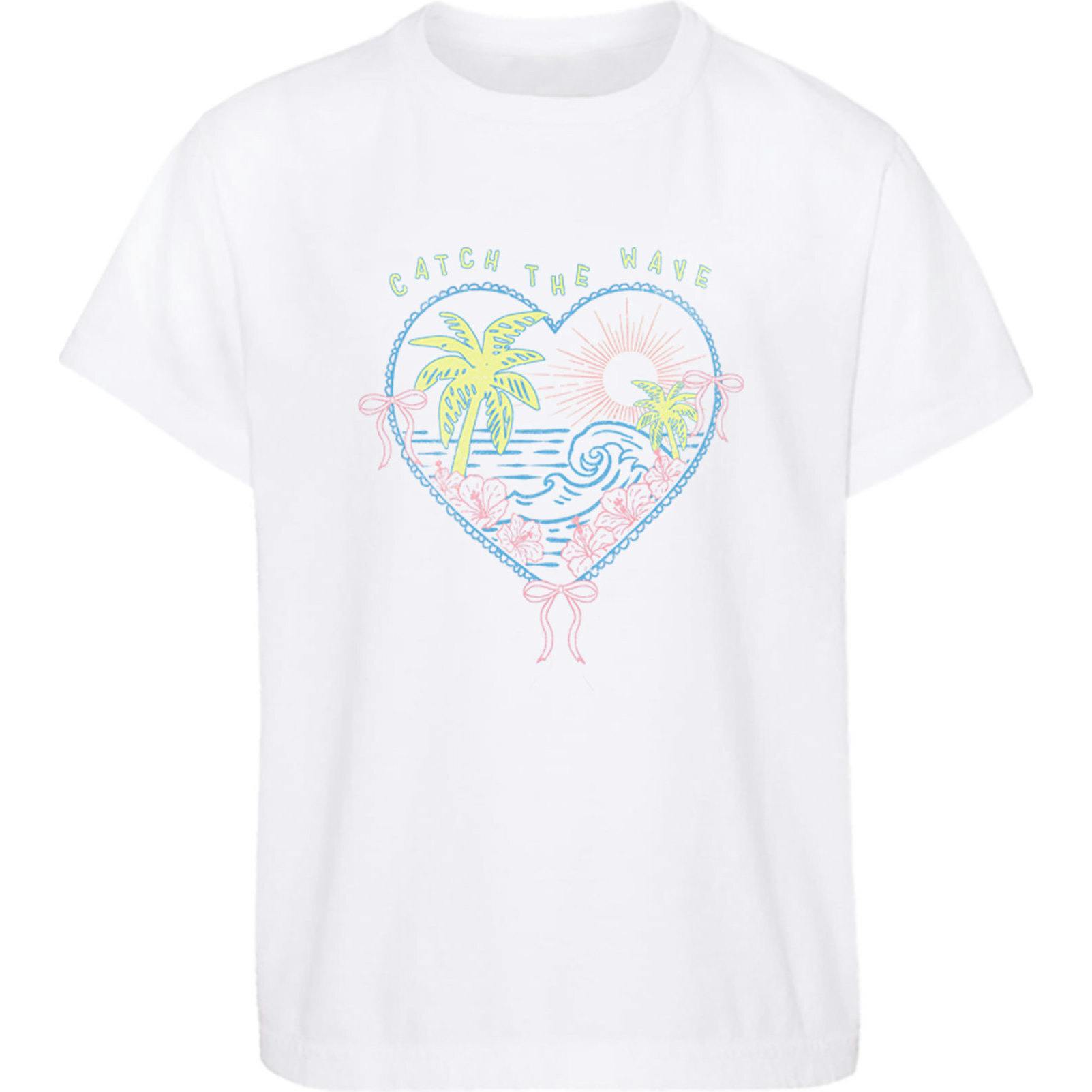 Kid's Heart Lace T-shirt, White-Girls