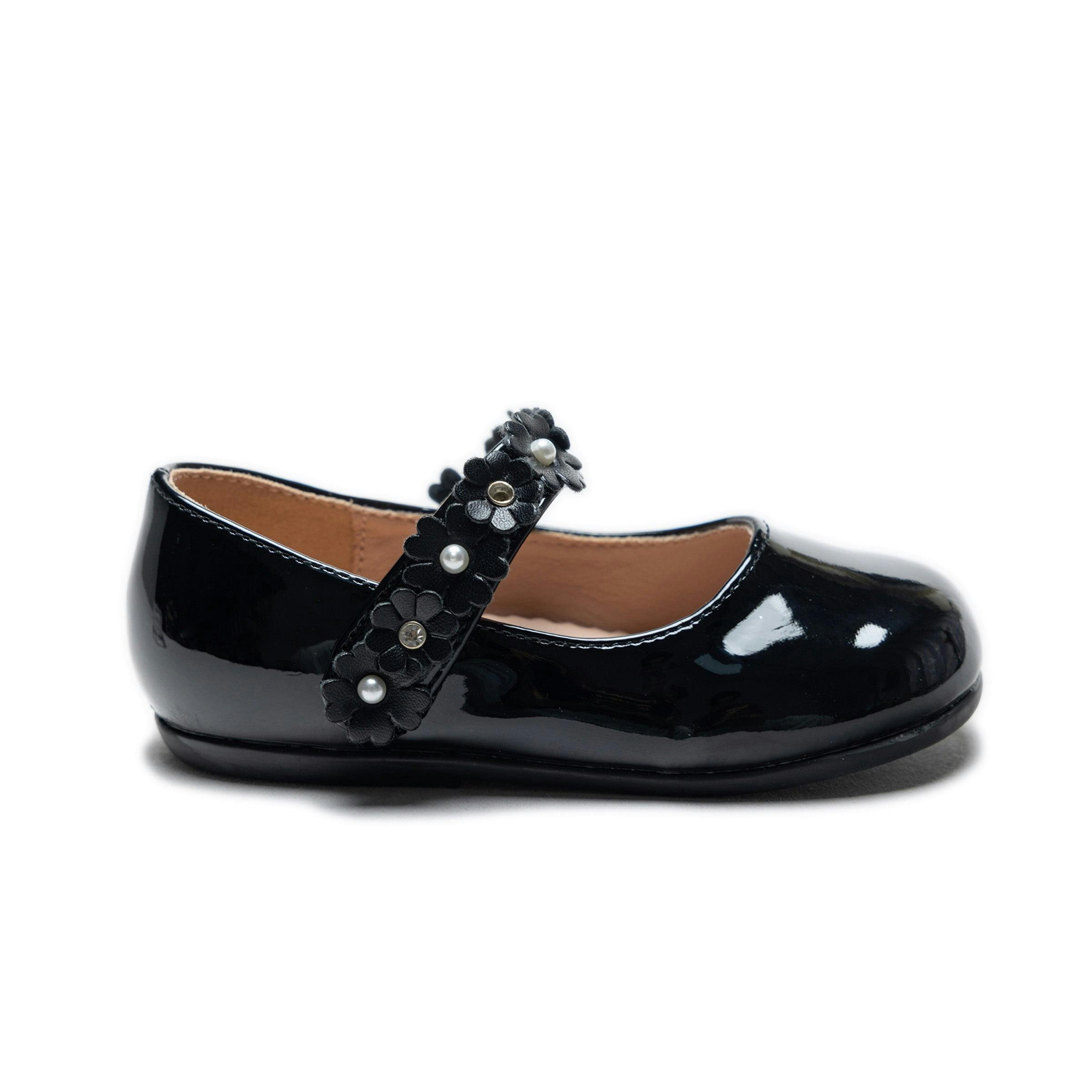 Black Amelia Floral Band Flats