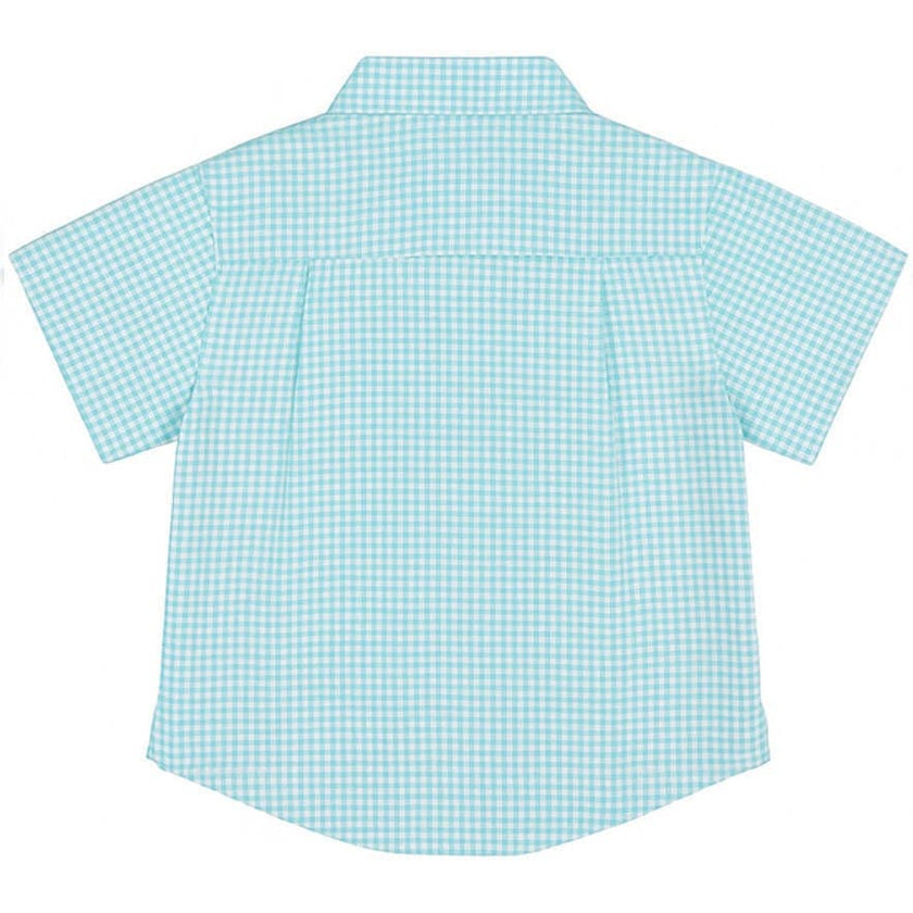 Gingham Linen Look Camp Shirt