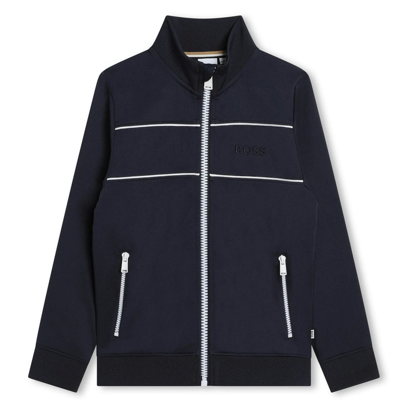 Navy Logo Zip Up Sweatshirt