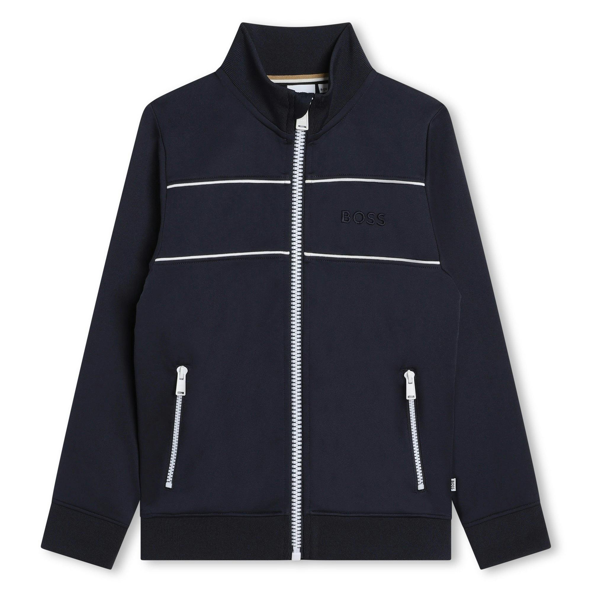 Navy Logo Zip Up Sweatshirt