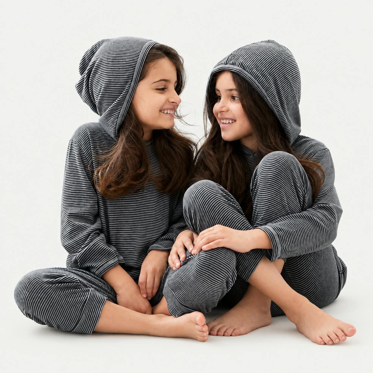Marble Stripe Rib Hoodie and Jogger Set