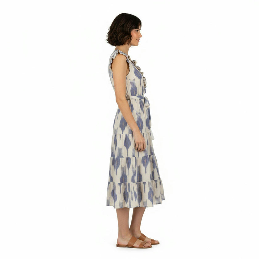Giselle Womens Maxi Dress La Creme Ikat, natural