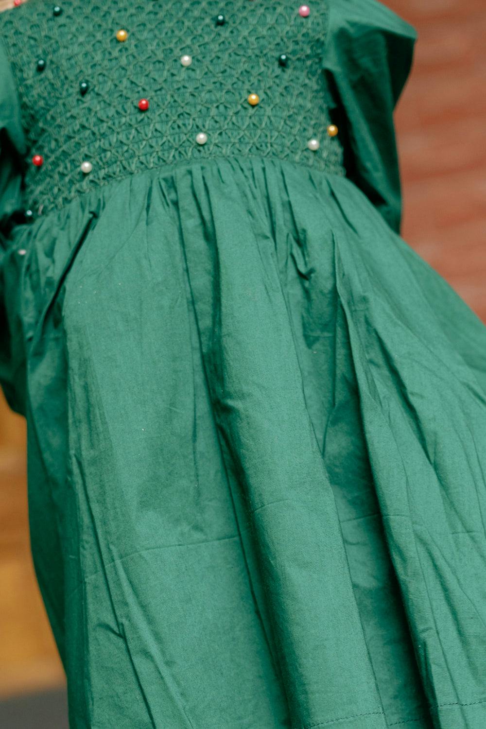 Mini Christmas Tree Dress in Emerald