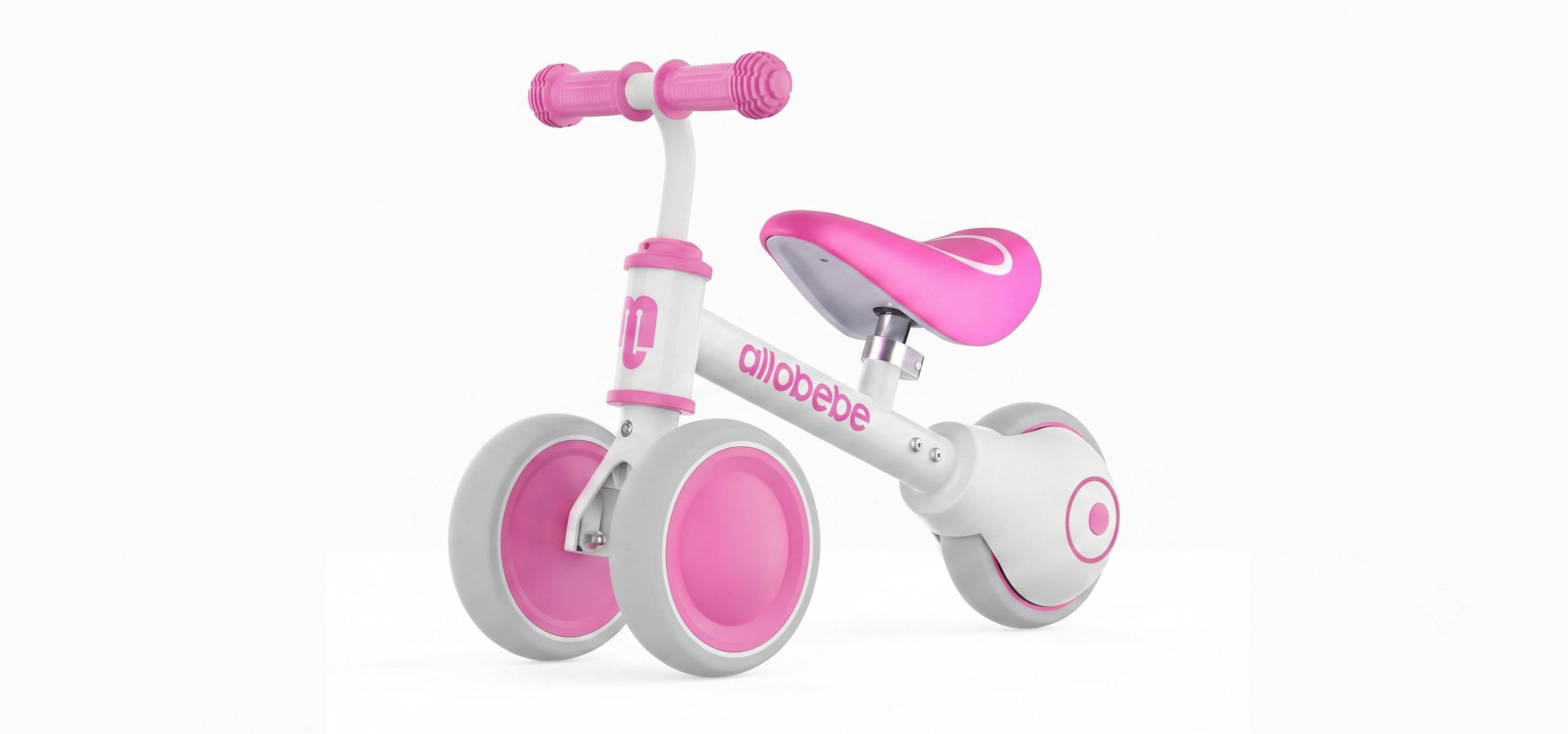 Allobebe Baby Balance Bike for Ages 1-3 – Adjustable Seat, Silent & Soft 3-Wheel Ride-On, Light Blue