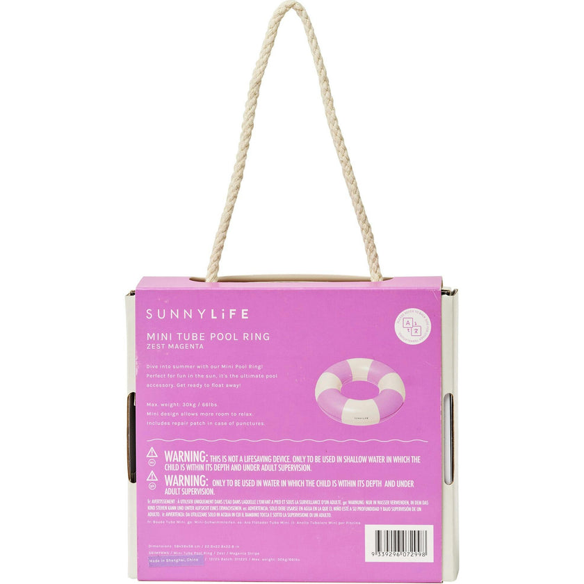 Mini Tube Pool Ring: Zest Magenta Stripe