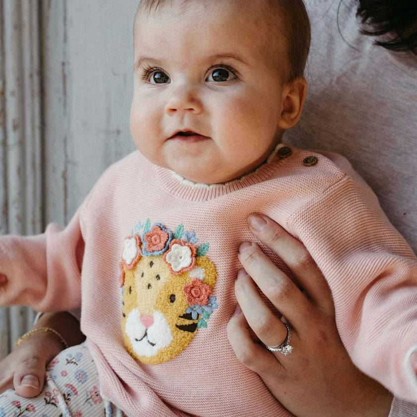 Embroidered Frida Jumper Guava Melange