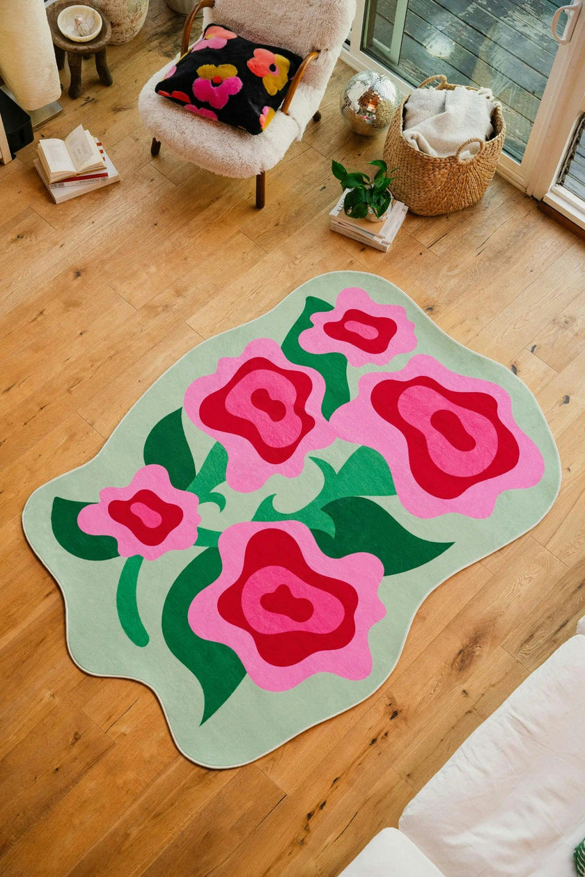 Irregular Rose Garden Floral Rug by Maggie Stephenson