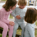 unisex boxwood ticking stripe pima pajamas set