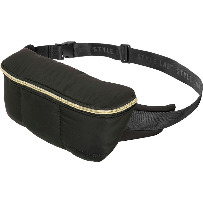 Style.Lab: Bekah Puffer Crossbody Backpack Belt Set - Black