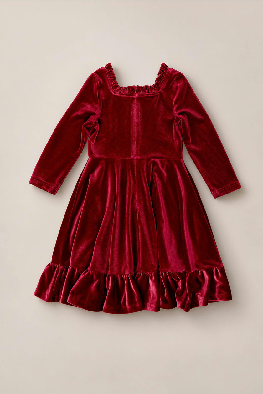 Mini Cypress Dress in Wine Velvet