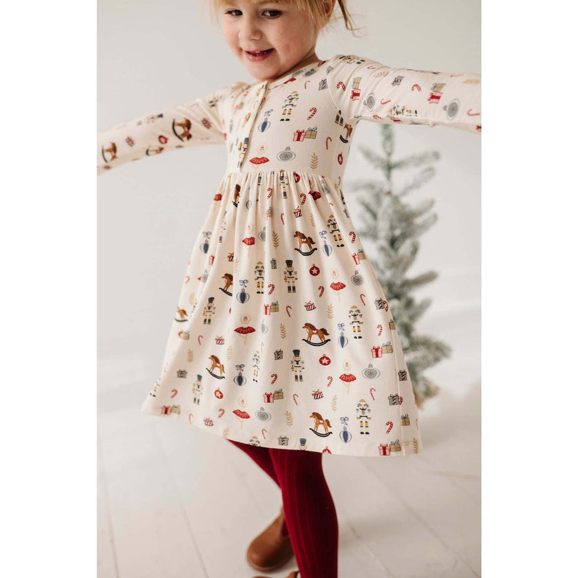 Long Sleeve Henley Dress Candy Cane