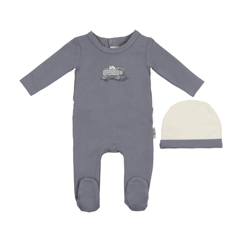 Teddy Wagon Footie and Beanie Set
