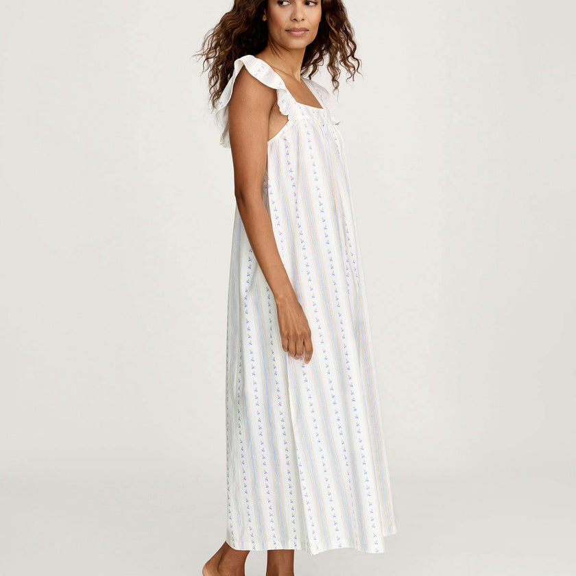 Women's Twill Clara Nightgown in Cottage Stripe