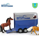 Breyer Horses - Breyer Farms 1:32 Scale Land Rover and Tag-a-Long Trailer Playset w/ 2 Stablemates Horses