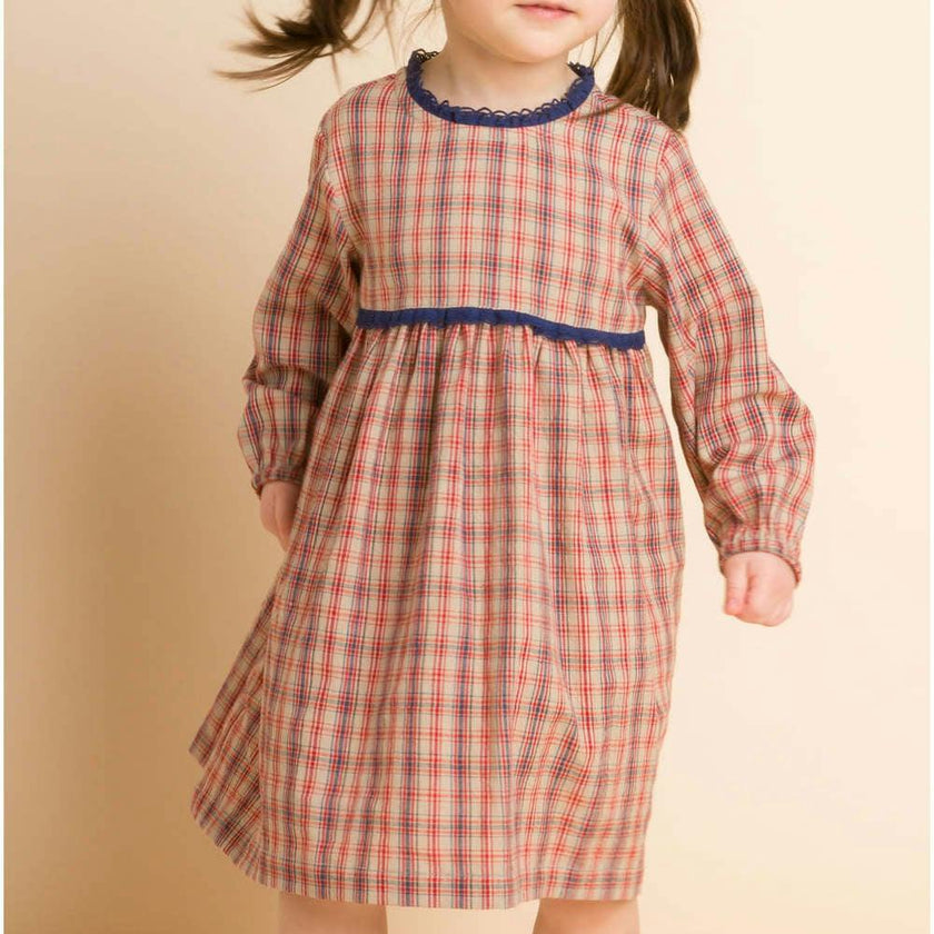 Toddler Long Sleeves Dress with Lace Trim