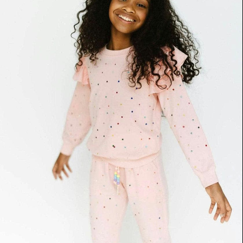 Rainbow Crystal Ruffle Jogger Set