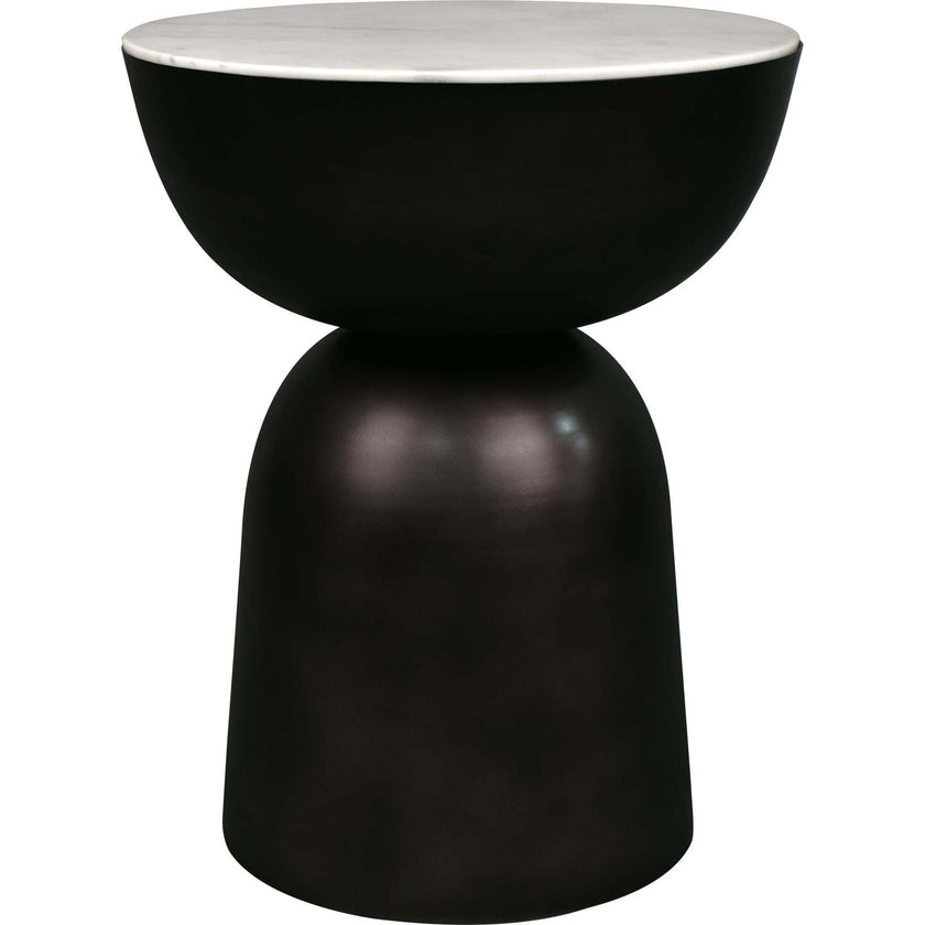 Atarah 20" Contemporary Natural Marble/Metal Handmade Hourglass End Table