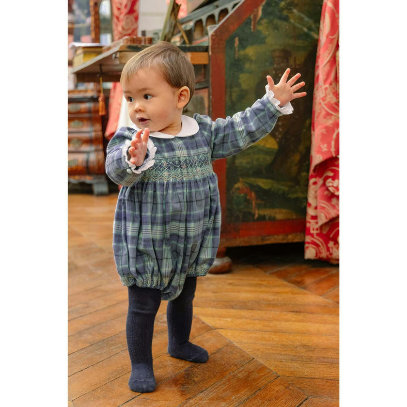 Heidi Blue Tartan Baby Romper