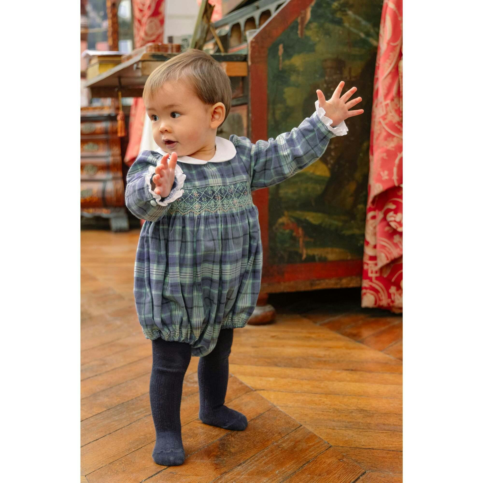 Heidi Blue Tartan Baby Romper